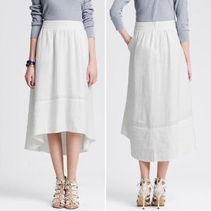 Banana Republic White Linen High Low Skirt 8